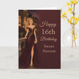 Burgundy Sweet Sixteen Birthday Card