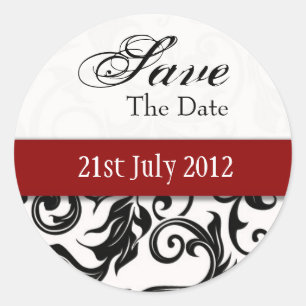 Burgundy Swirl Save The Date Sticker