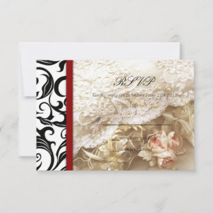 Burgundy Swirl Wedding RSVP Card