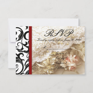 Burgundy Swirl Wedding RSVP Card