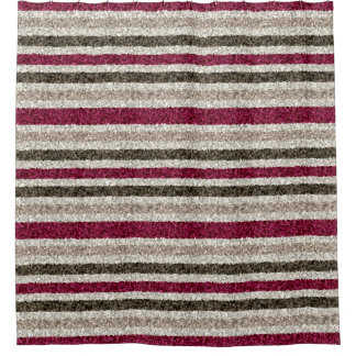 Burgundy, Tan, and Brown Stripes Shower Curtain