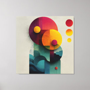 Burgundy Teal Geometric Circle Layers Canvas Print