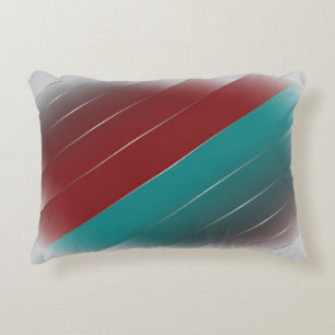 Burgundy teal on grey decorative cushion