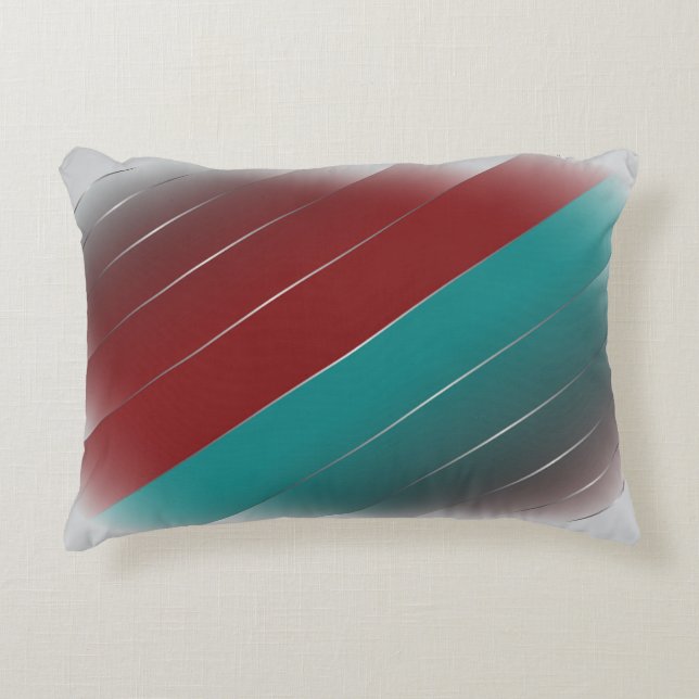 Burgundy teal on grey decorative cushion (Front)