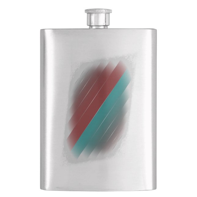 Burgundy teal on grey hip flask (Front)