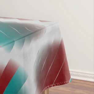 Burgundy teal on grey tablecloth