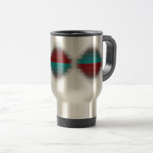 Burgundy teal on grey travel mug