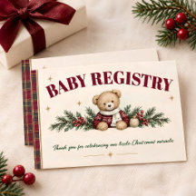 Burgundy Teddy Bear Christmas Baby Shower