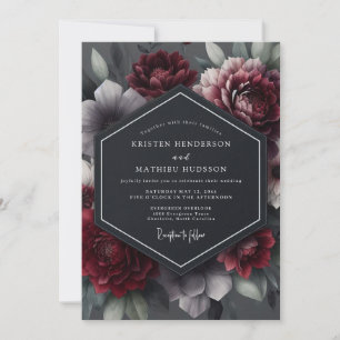 Burgundy Tenebrous Bloom Wedding Invitation