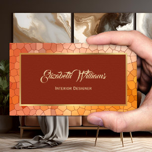Burgundy Terra Cotta Gold Interior Design Business Card