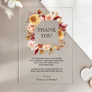 Burgundy Terracotta Floral Wedding Thank You Acrylic Invitations