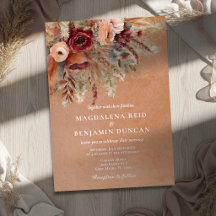 Burgundy Terracotta Florals Pampas Fall Wedding