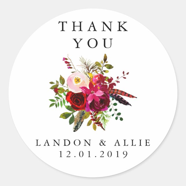 Burgundy Thank You | Sticker (Front)