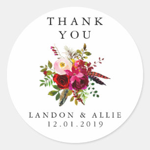 Burgundy Thank You   Sticker