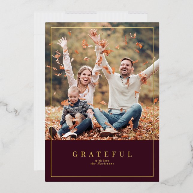 Burgundy Thanksgiving framed family photo  (Envelope)