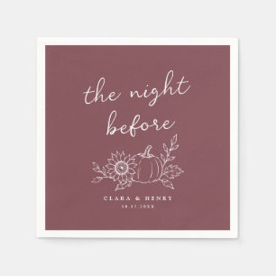 Burgundy The Night Before Pumpkin Rehearsal Dinner Napkin