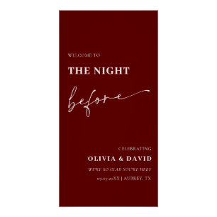 Burgundy The Night Before Rehearsal Dinner Sign