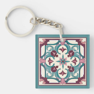 Burgundy Tile Key Ring