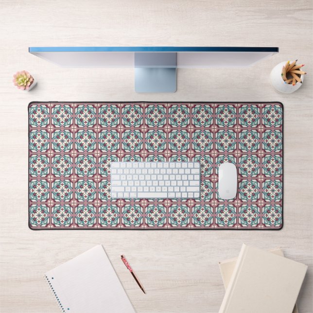 Burgundy Tile Pattern Desk Mat (Office 1)