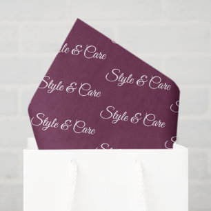 Burgundy Tissue Paper with Name Pattern Print