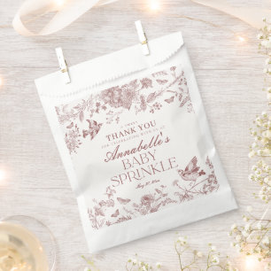 Burgundy Toile Floral Baby Sprinkle Dessert Favour Bags