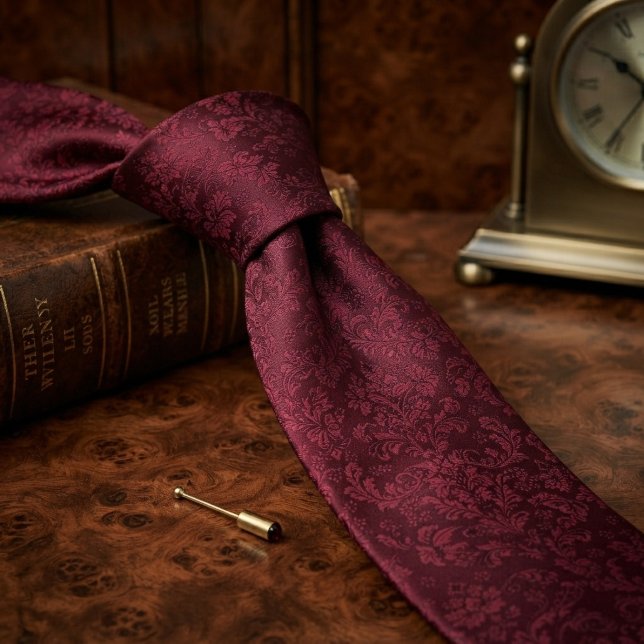 Burgundy Tonal Damask Jacquard Tie (Creator Uploaded)