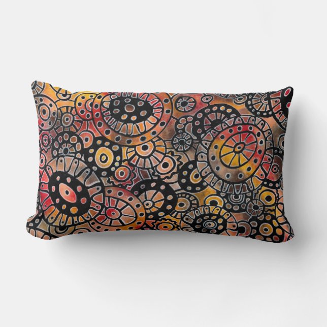 Burgundy Tranquil Oval Corals Original Abstract Lumbar Cushion (Front)