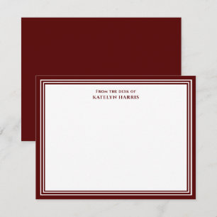 Burgundy Triple Border From The Desk Of Flat Card
