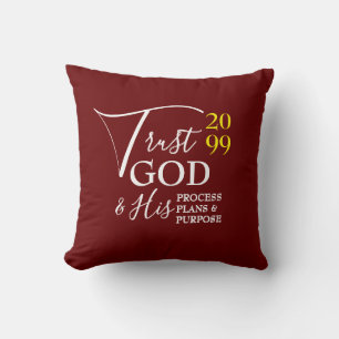 Burgundy TRUST GOD Christian New Year Cushion