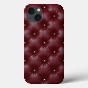 Burgundy Tufted Leather Luxury Texture Style ✨ iPhone 13 Case