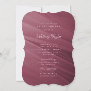 Burgundy Tulle Bridal Shower Invitation