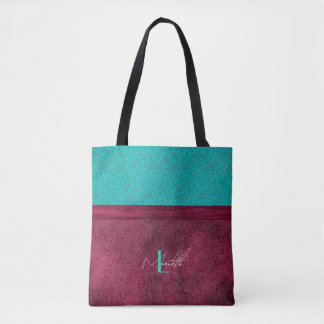Burgundy & Turquoise Lace Fashion Personalizable Tote Bag