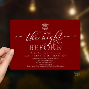 Burgundy 'Twas The Night Before Rehearsal Dinner Invitation