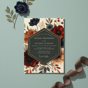 Burgundy Twilight Bloom Wedding Invitation