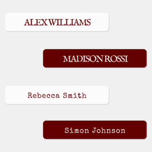 Burgundy Typewriter Waterproof Name Labels