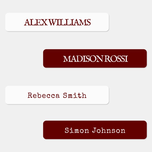 Burgundy Typewriter | Waterproof Name Labels (Group)
