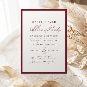 Burgundy Typography Happily Ever After Party Invitation