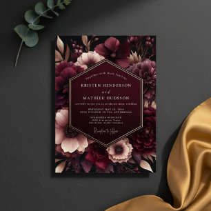 Burgundy Velvet Bloom Wedding Invitation