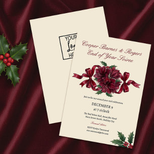 Burgundy Velvet Bow Corporate End Of Year Soiree Invitation