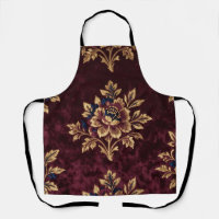 Burgundy Velvet Peony Gold Embroidery Floral