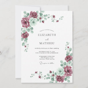 Burgundy Verdant Embrace Wedding Invitation
