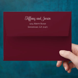 Burgundy Vertical Photo Wedding Envelope
