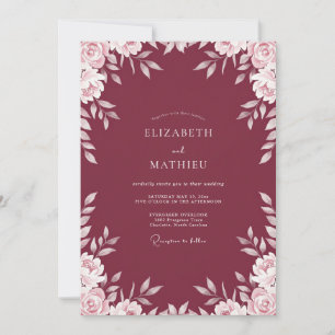 Burgundy Vine Wedding Invitation