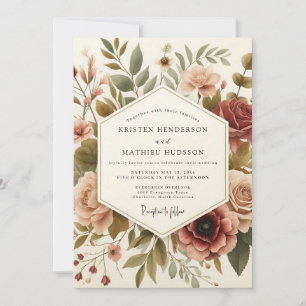 Burgundy Vintage Bloom Wedding Invitation