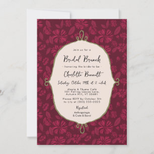 Burgundy Vintage Floral Bridal Brunch Invitation
