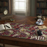 Burgundy Vintage William Morris Floral Monogram Desk Mat<br><div class="desc">Adorn your desk with a touch of classic art history with this custom William Morris-inspired floral desk mat. Featuring a beautiful vintage botanical pattern in rich, earthy tones of burgundy, sage green, and beige, this large mousepad transforms your workspace into a work of art. The intricate, retro-style floral design brings...</div>