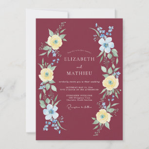 Burgundy Vivid Botanical Wedding Invitation