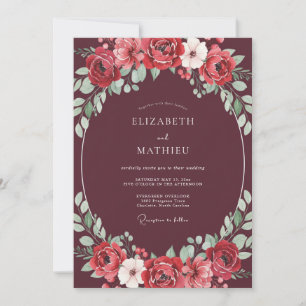 Burgundy Vivid Winter Wedding Invitation