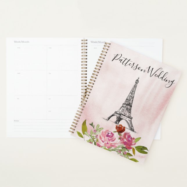 Burgundy Watercolor Eiffel Tower Wedding Planner (Display)