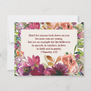 Burgundy Watercolor Floral Bible Verse Card